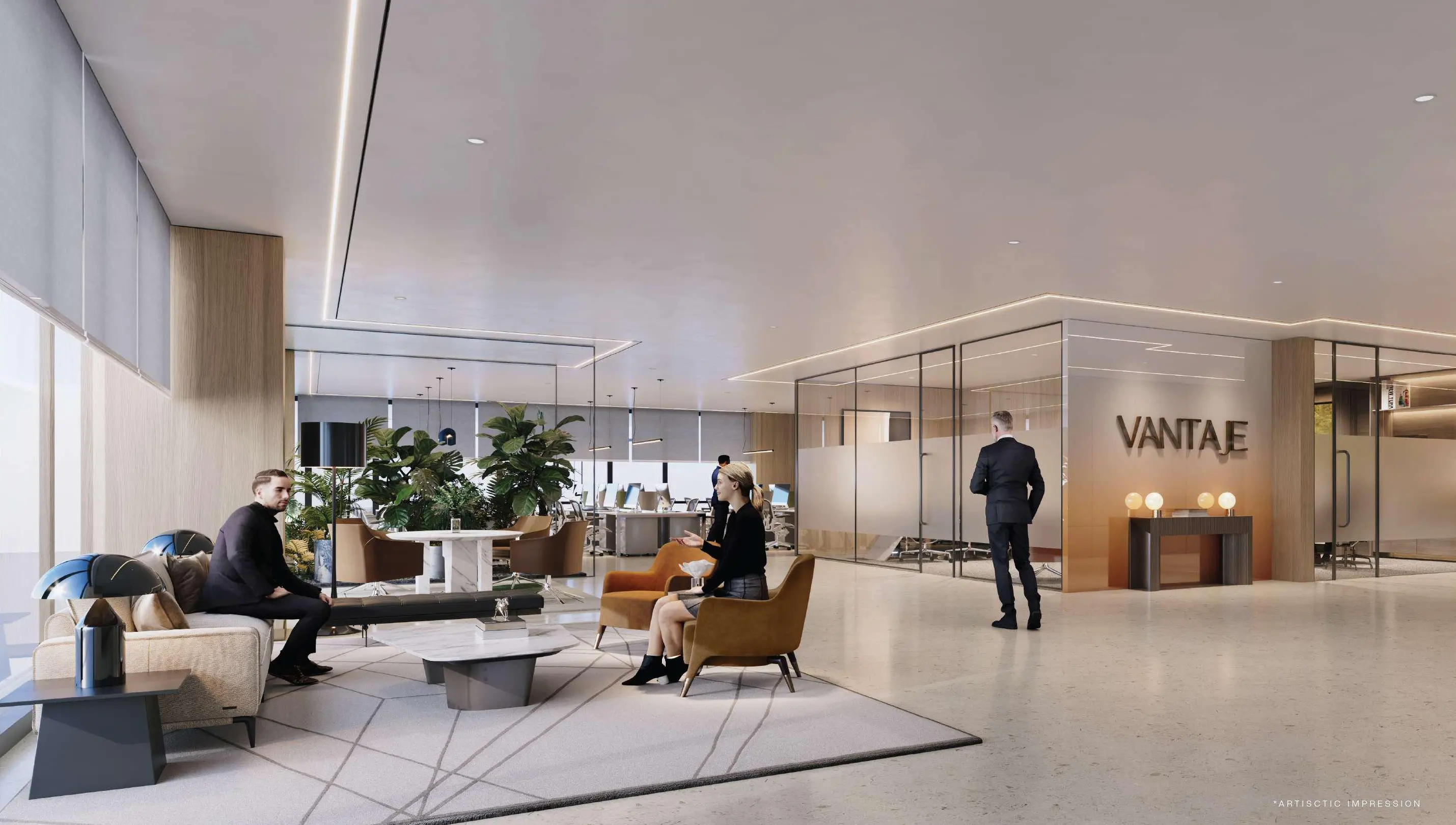 Lobby and lounge interior at Aura Vantaje